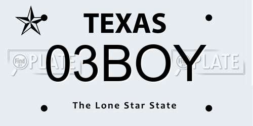 03BOY Texas License Plate