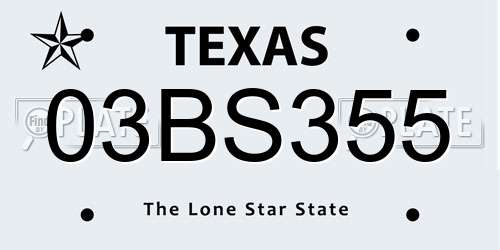 03BS355 Texas License Plate