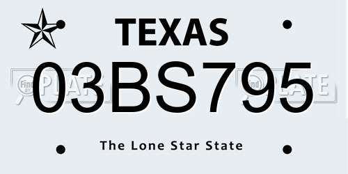 03BS795 Texas License Plate