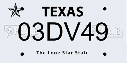 03DV49 Texas License Plate