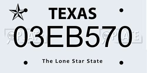 03EB570 Texas License Plate
