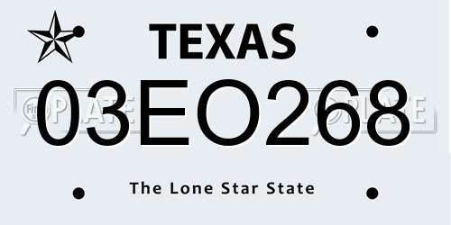 03EO268 Texas License Plate