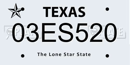 03ES520 Texas License Plate