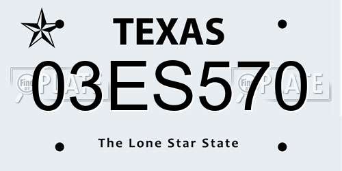 03ES570 Texas License Plate