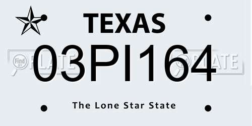 03PI164 Texas License Plate