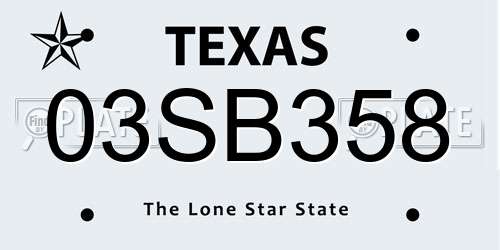 03SB358 Texas License Plate