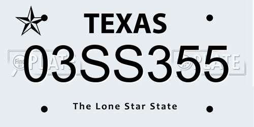 03SS355 Texas License Plate