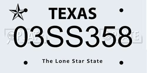 03SS358 Texas License Plate