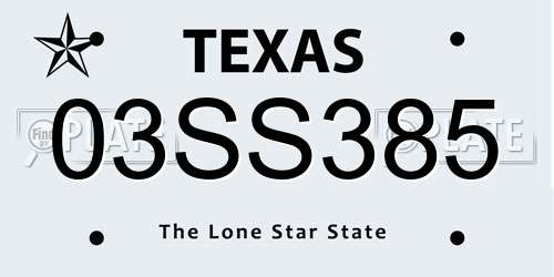 03SS385 Texas License Plate