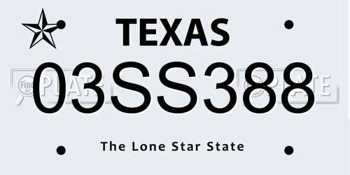 03SS388 Texas License Plate