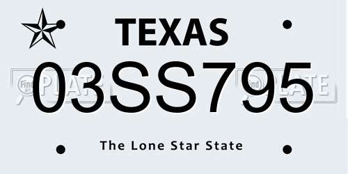 03SS795 Texas License Plate
