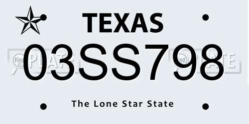 03SS798 Texas License Plate