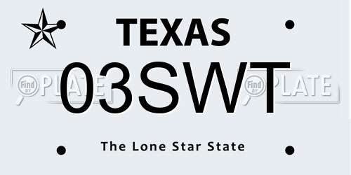 03SWT Texas License Plate