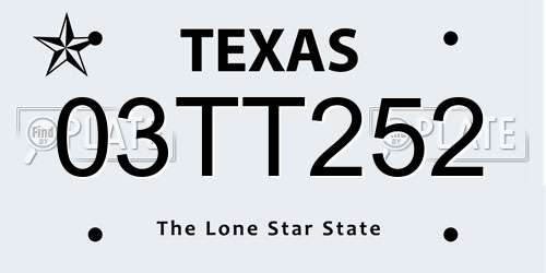 03TT252 Texas License Plate