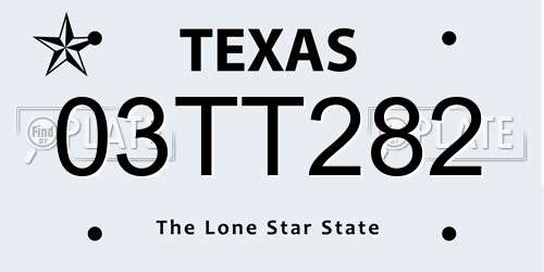 03TT282 Texas License Plate