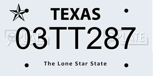 03TT287 Texas License Plate
