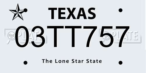 03TT757 Texas License Plate
