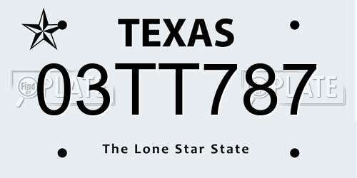 03TT787 Texas License Plate