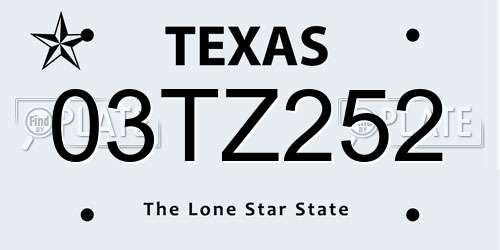 03TZ252 Texas License Plate