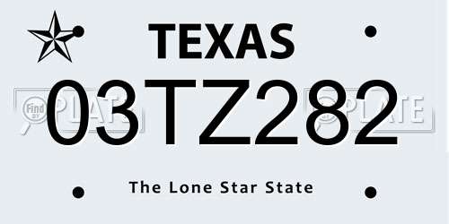 03TZ282 Texas License Plate