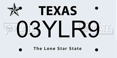 03YLR9 Texas License Plate