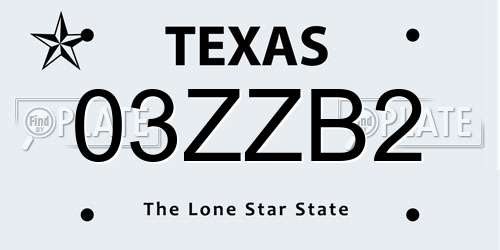 03ZZB2 Texas License Plate