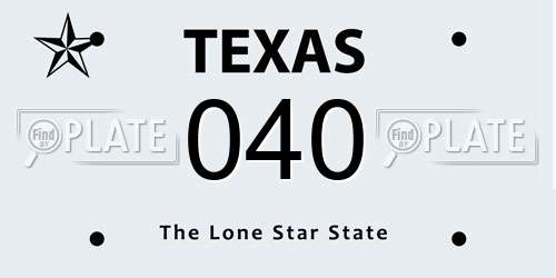 040 Texas License Plate