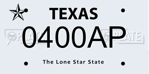 0400AP Texas License Plate