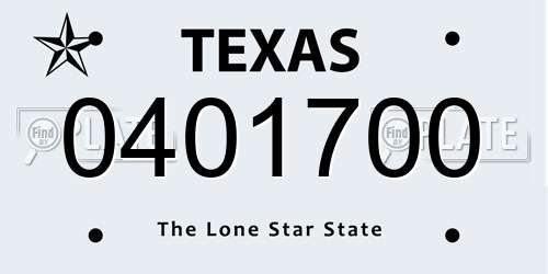 0401700 Texas License Plate