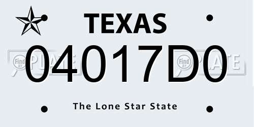 04017D0 Texas License Plate