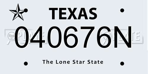 040676N Texas License Plate