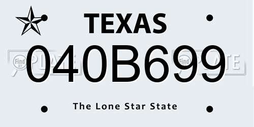 040B699 Texas License Plate