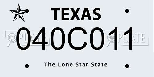 040C011 Texas License Plate
