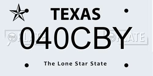 040CBY Texas License Plate