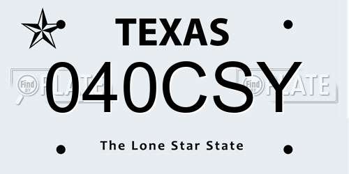 040CSY Texas License Plate