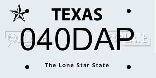 040DAP Texas License Plate