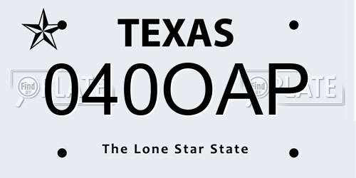 040OAP Texas License Plate