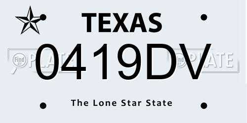 0419DV Texas License Plate