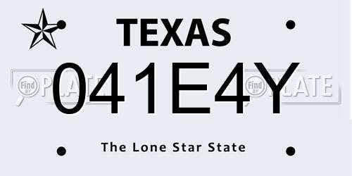 041E4Y Texas License Plate