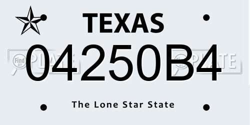 04250B4 Texas License Plate