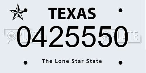 0425550 Texas License Plate