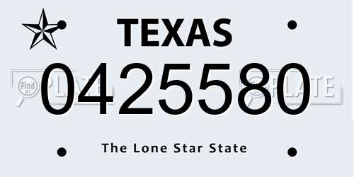 0425580 Texas License Plate