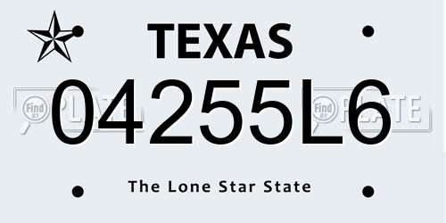 04255L6 Texas License Plate