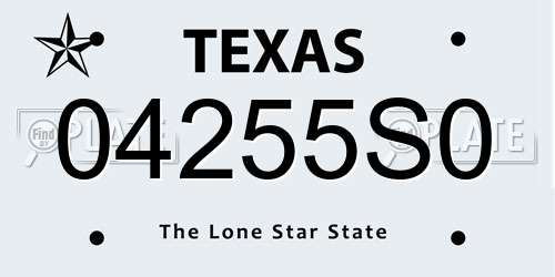 04255S0 Texas License Plate
