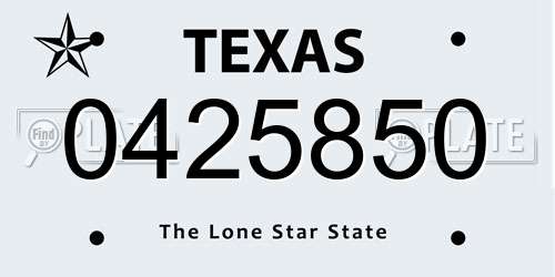 0425850 Texas License Plate