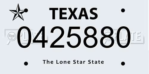0425880 Texas License Plate
