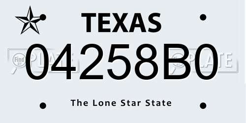 04258B0 Texas License Plate