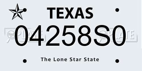 04258S0 Texas License Plate