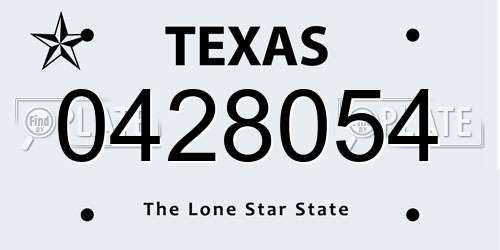 0428054 Texas License Plate