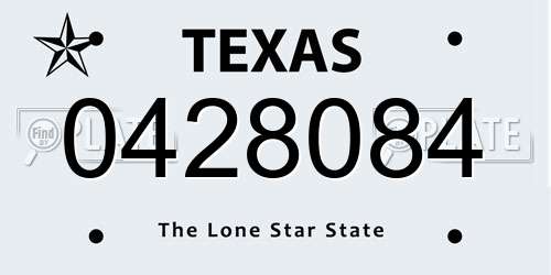 0428084 Texas License Plate